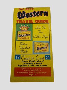 1964 Best Western Best Eastern Motel Travel Guide USA Canada Vintage Advertising